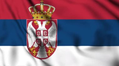 Sırbistan 4K animasyon videosu sallıyor. Sırbistan 'da bayrak sallayan kusursuz döngü animasyonu