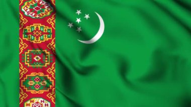 Türkmenistan 4K animasyon videosu sallıyor. Türkmenistan bayrağını sallıyor, kusursuz döngü animasyonu