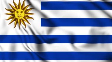 Uruguay 4K animasyon videosu sallıyor. Uruguay 'ın dalgalanan bayrağı pürüzsüz döngü animasyonu