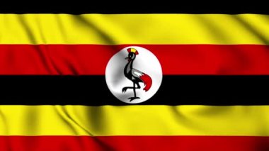 Uganda 4K animasyon videosu sallıyor. Uganda dalgalanan bayrak kusursuz döngü animasyonu