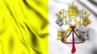 Vatikan Şehri 4K animasyon videosu sallıyor. Vatikan Şehri bayrak sallıyor, kusursuz döngü animasyonu