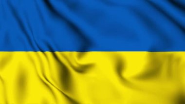 Ukrayna 'da bayrak sallayan 4K animasyon videosu. Ukrayna bayrağını sallayan kusursuz döngü animasyonu
