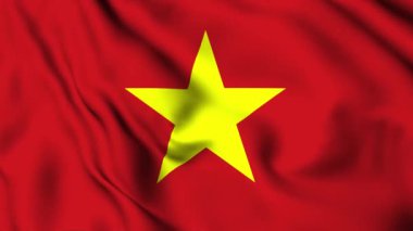 Vietnam bayrağı sallıyor. 4K animasyon videosu. Vietnam bayrağını sallıyor, kusursuz döngü animasyonu.