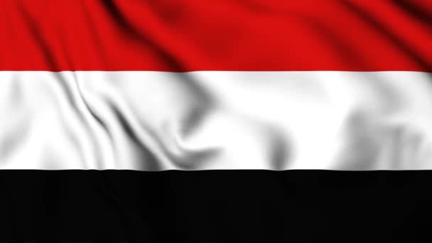 也门挥动国旗4K动画视频 也门挥动国旗无缝回圈动画 — 图库视频影像
