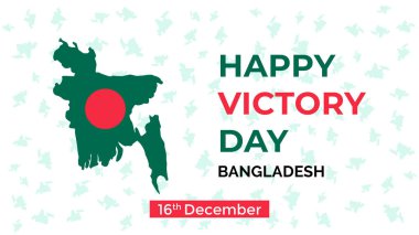 Happy Victory day of Bangladesh celebration background design poster with flag and map clipart