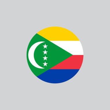 Komoros vektör illüstrasyonunun ulusal bayrağı beyaz arkaplanda daire şeklinde