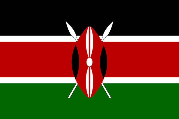 Векторная иллюстрация государственного флага Кении с официальным цветом