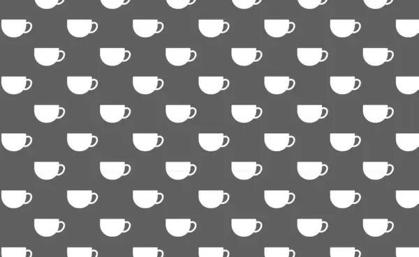 Tazas Café Tazas Patrón Sin Costura Sobre Fondo Gris Ilustración — Vector de stock