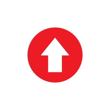 Kırmızı gönderme tuşu, beyaz arkaplanda izole edilmiş simge yükleme işareti