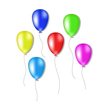 Beyaz arkaplanda renkli balon seti