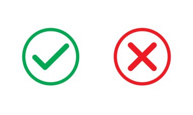 Doğru ve Çapraz çizgi sembolü, Beyaz arkaplanda Wright ve Yanlış çizgi simgeleri