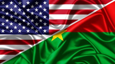 Birleşik ABD ve Burkina Faso bayraklarını sallıyor.