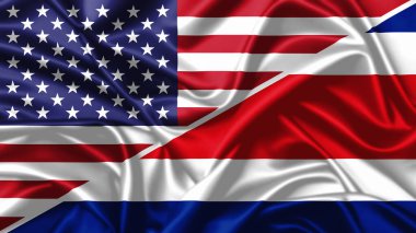 ABD ve Kosta Rika 'nın birleşik bayraklarını sallıyor.