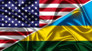 Birleşik ABD ve Ruanda bayraklarını sallıyor.