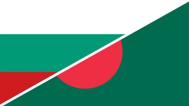Bangladeş ve Bulgaristan Birleşik Bayrakları, 3D illüstrasyon