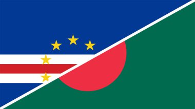 Bangladeş ve Cape Verde Birleşik Bayrakları, 3D illüstrasyon