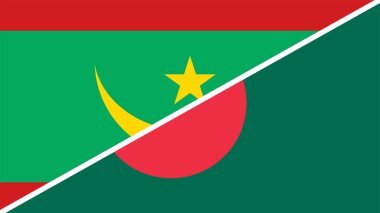 Bangladeş ve Moritanya Birleşik Bayrakları, 3 boyutlu illüstrasyon 