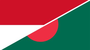Bangladeş ve Monako Birleşik Bayrakları, 3D illüstrasyon 