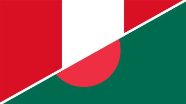 Bangladeş ve Peru Birleşik Bayrakları, 3D illüstrasyon 
