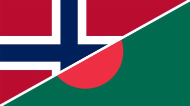 United flags of Bangladesh and Norway , 3d illustration  clipart