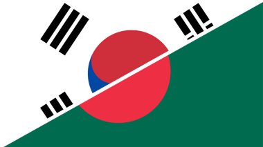 United flags of Bangladesh and South Korea, 3d illustration  clipart