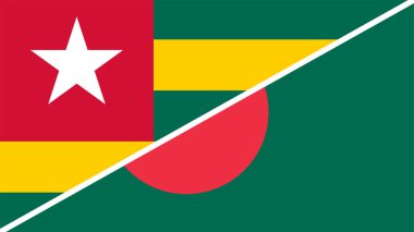 United flags of Bangladesh and Togo, 3d illustration  clipart