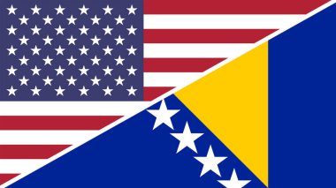 United flags of USA and Bosnia and Herzegovina, 3d illustration clipart