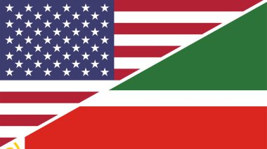 United flags of USA and Chechen Republic, 3d illustration clipart