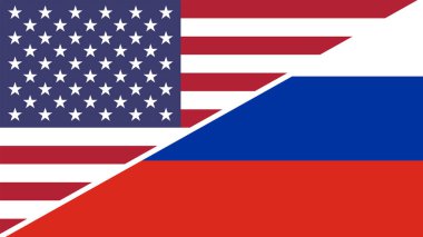 ABD ve Rusya Birleşik bayrakları, 3D illüstrasyon