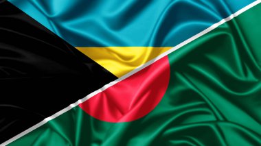 United flags of Bangladesh and Bahamas , 3d illustration   clipart