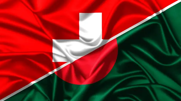 stock image United waving flag of Switzerland and Bangladesh