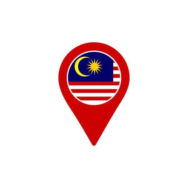 Üzerinde Malezya logosunun ulusal bayrağı olan harita işaretçisi. vektör illüstrasyonu 