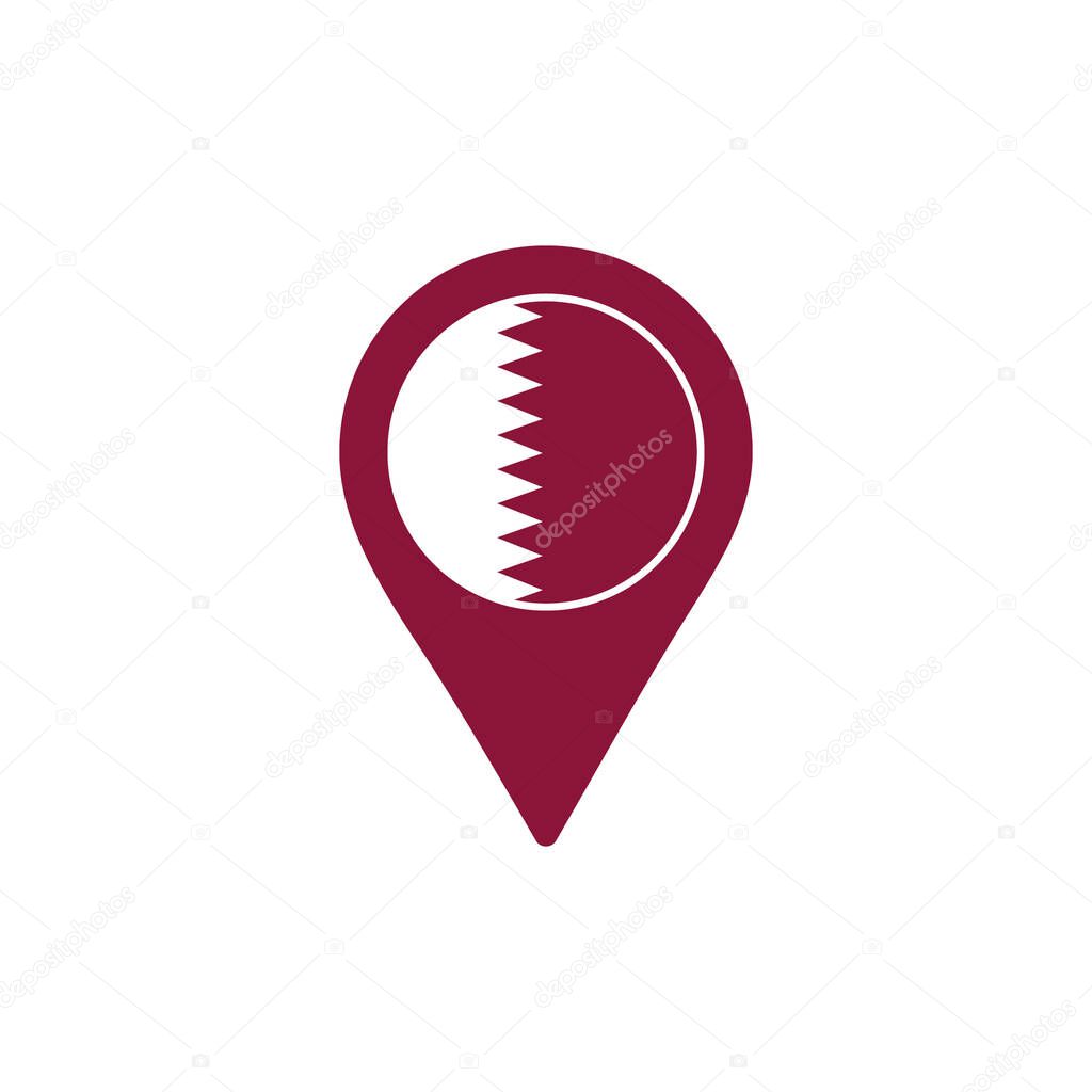 Map pointer with national flag of Qatar logo. vector illustration