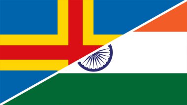 Hindistan ve Aland 'ın ulusal bayraklarını birleştiren ayrık bayrak tasarımı