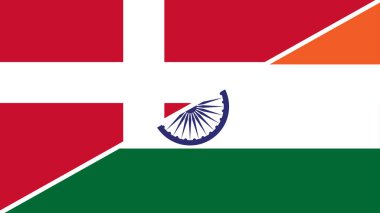 Hindistan ve Danimarka 'nın ulusal bayraklarını birleştiren ayrık bayrak tasarımı