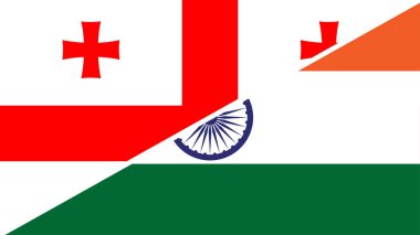 Hindistan ve Gürcistan 'ın ulusal bayraklarını birleştiren ayrık bayrak tasarımı