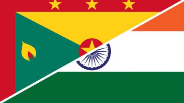 Hindistan ve Grenada 'nın ulusal bayraklarını birleştiren ayrık bayrak tasarımı