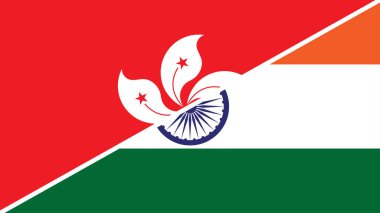 Hindistan ve Hong Kong 'un ulusal bayraklarını birleştiren ayrık bayrak tasarımı