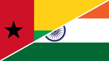 Gine-Bissau ve Hindistan 'ın ulusal bayraklarını birleştiren ayrık bayrak tasarımı