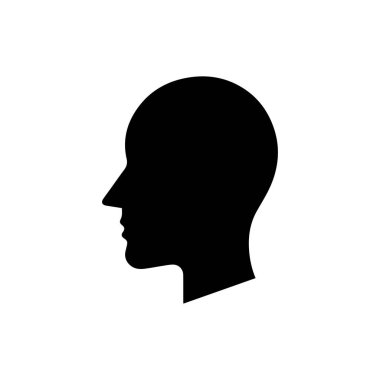 Profil görünümünde bir insan kafasının silüeti beyaz arkaplanda izole edilmiş