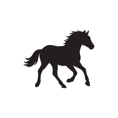 Beyaz arka planda izole edilmiş hareket özgürlüğü ve güç konsepti içinde at koşan vahşi aygır.