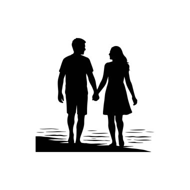 Beyaz arka planda el ele tutuşan çift romantik aşk anı