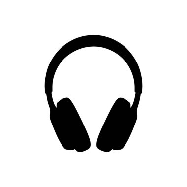Kulaklık silueti beyaz arkaplanda izole edilmiş müzik aksesuar ses ekipmanı siyah kulaklık simgesi