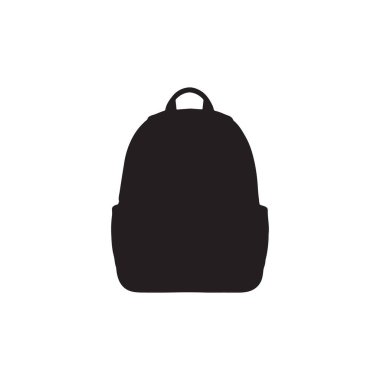 Beyaz arkaplanda sapı ve ön cebi olan bir sırt çantasının silüeti