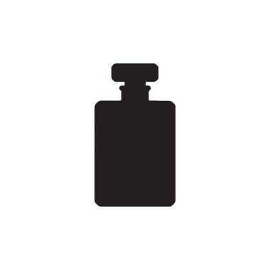 Beyaz arkaplanlı dikdörtgen parfüm şişesinin silüeti.