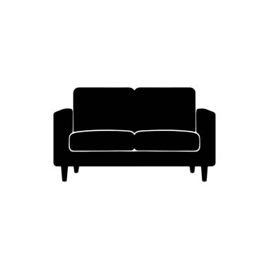 Oturma odası iç tasarımı için kanepe silueti mobilya ikonu