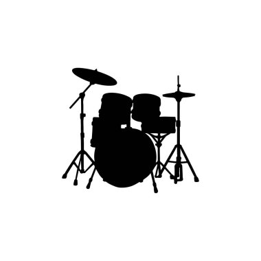 davul seti silueti beyaz arka gruba ayarlandı