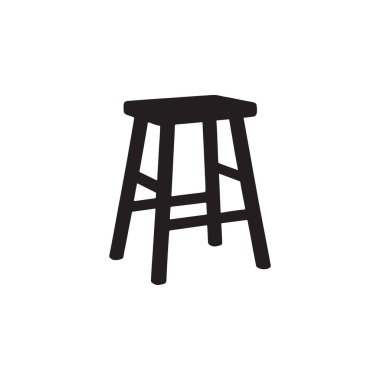 Oturma ve dekorasyon için ahşap tabure siluet mobilya simgesi