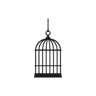 Evcil kuş ve dekoratif kullanım için kuş kafesi asılı siluet simgesi