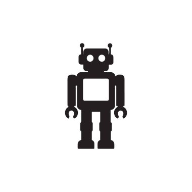 Yapay zeka ve teknoloji temaları için robot siluet simgesi